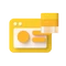 Gelbes Fenster-Icon mit weißer Innenfläche, orangeem Kreis und zwei Balken; daneben ein gestapeltes gelb-orangenes Icon.